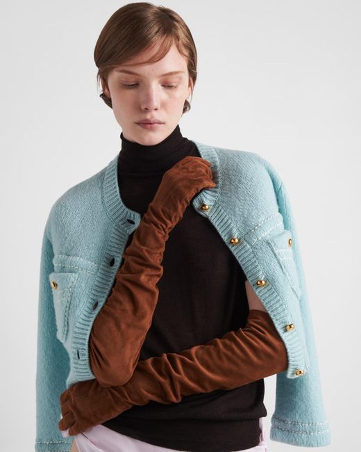 Prada Brown Full-Finger Long Gloves