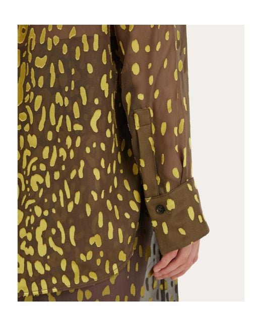 Ferragamo Green Devoré Georgette Shirt