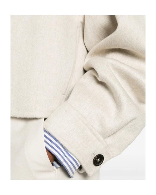 Brunello Cucinelli Natural Button-Fastening Jacket