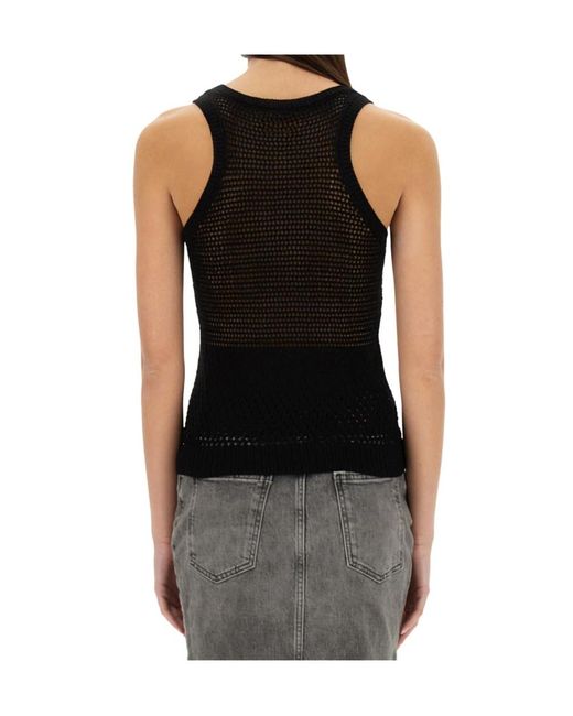 Moschino Black Mesh Top With Logo