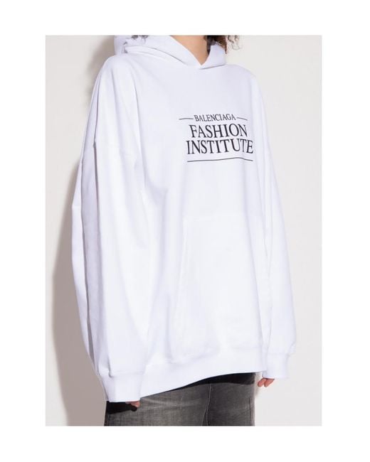 Balenciaga White Logo Printed Hoodie