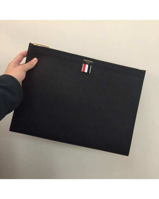 Thom Browne Black Logo Printed Document Holder for men