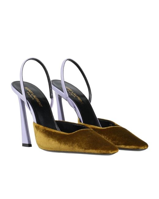 Saint Laurent Metallic Two-Tone Ribbon High Heels