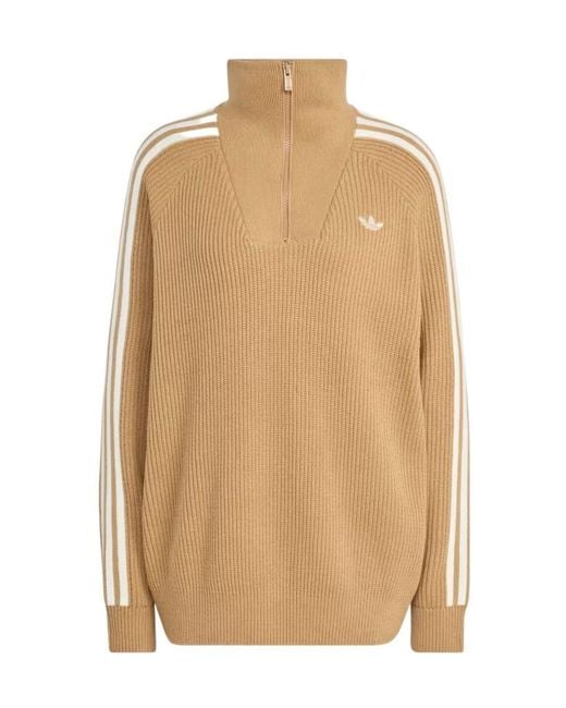 Adidas Originals Natural Funnel Neck Quarter Zip Sweatshirt