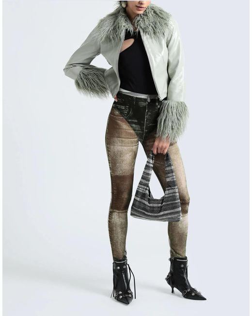 MM6 by Maison Margiela Green Two-Tone Stretch Straight-Leg Pants
