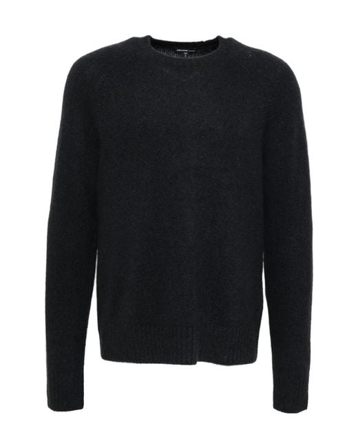 James Perse Black Lightweight Textured Cashmere Crew for men