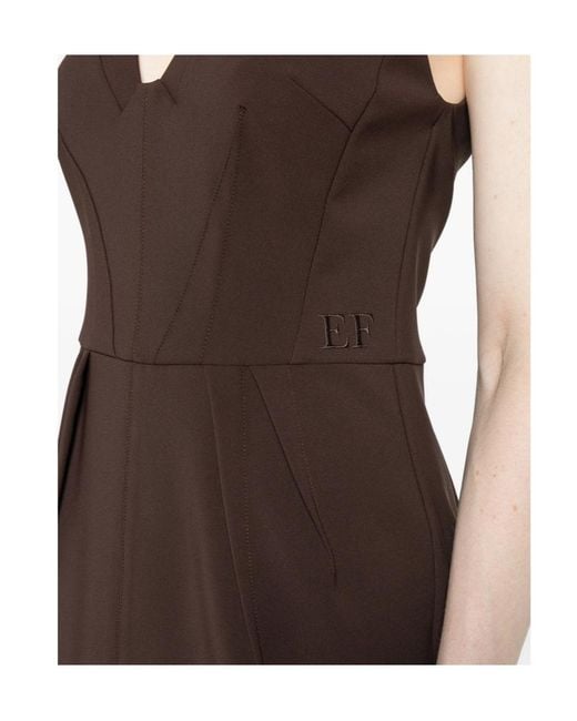 Elisabetta Franchi Purple Pleated V-Neck Dress