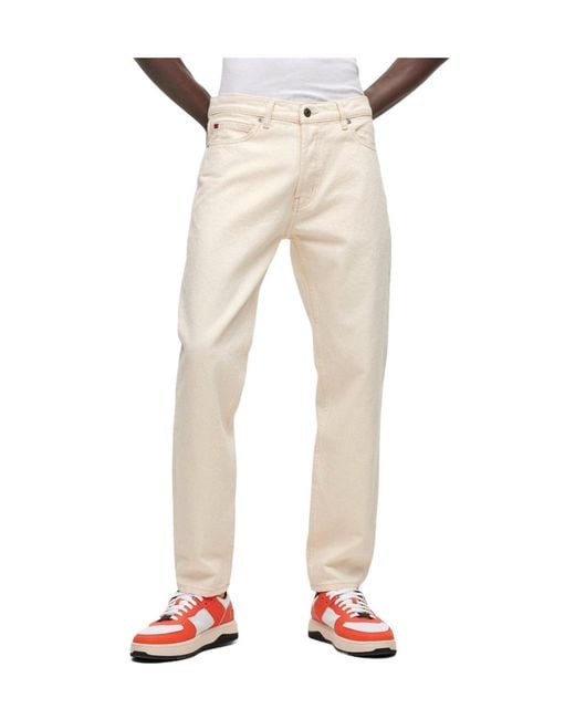Boss Natural Solid Color Denim Trousers for men