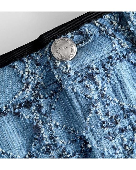 Dior Blue Iviera Cannage Pencil Skirt