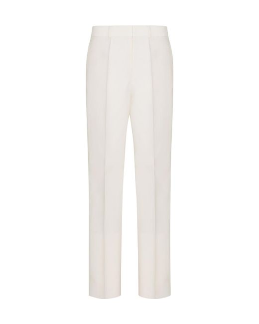 Valentino White Virgin Wool-Blend Trousers for men