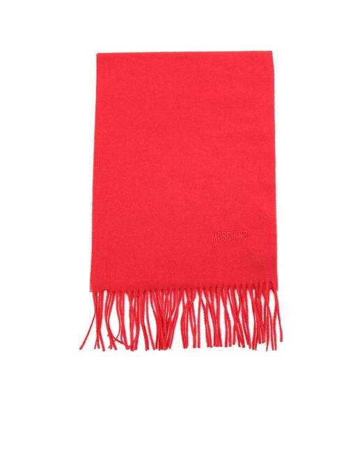 Moschino Logo-Embroidered Knitted Fringed Scarf