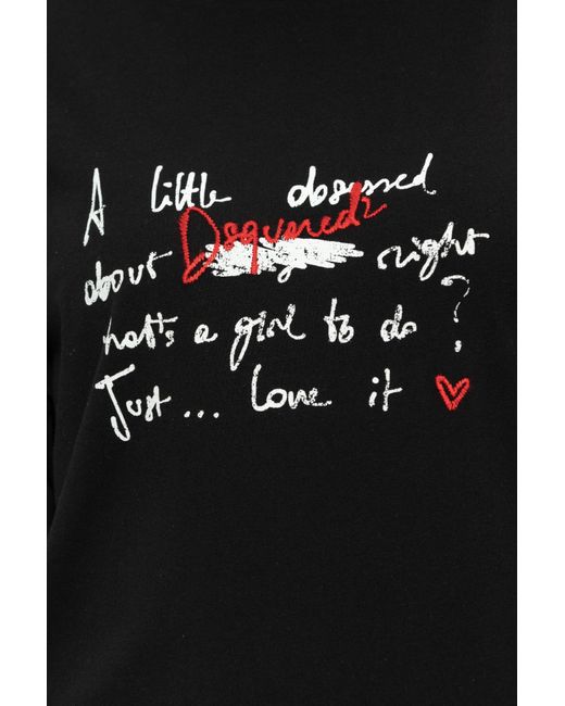 DSquared² Black Logo Embroidered Crewneck T-Shirt