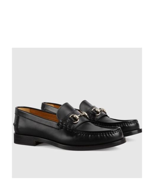Gucci Black Horsebit Detailed Loafers for men