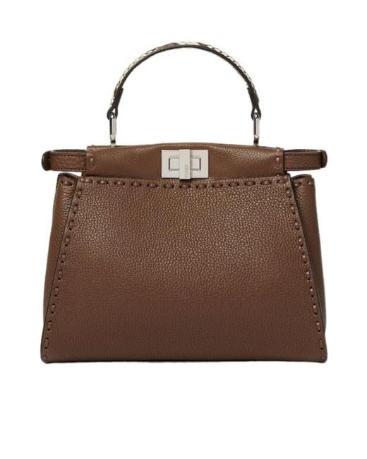 Fendi Brown Peekaboo Mini Tote Bag