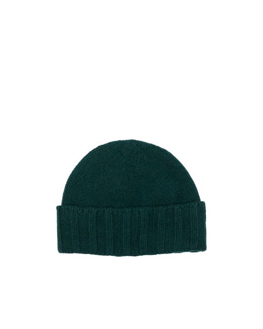 Drumohr Green Turn-Up Cashmere Beanie for men