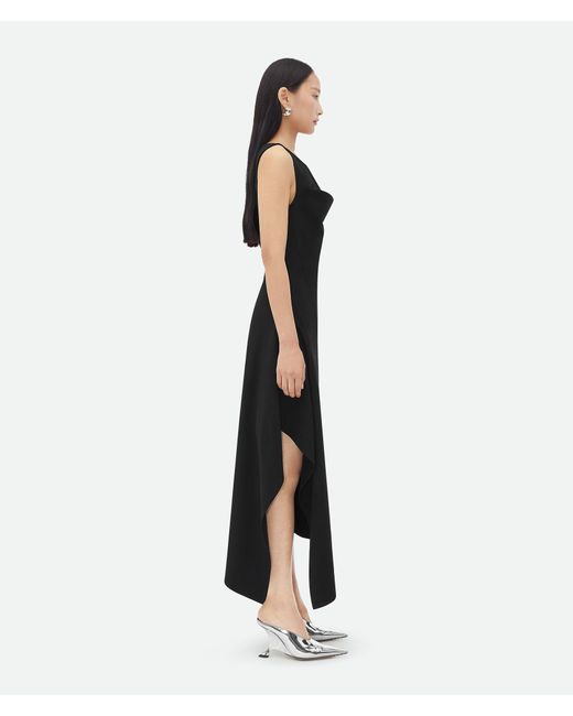 Bottega Veneta Black Asymmetrical Designed Midi Dress