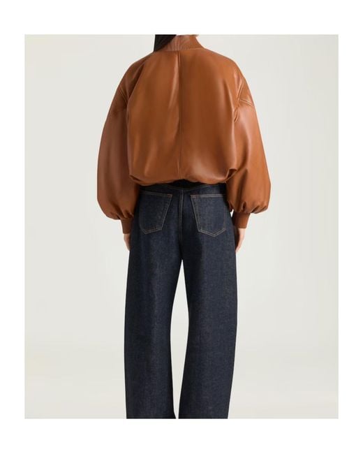 Givenchy Brown Cropped Cocoon Bomber Jacket