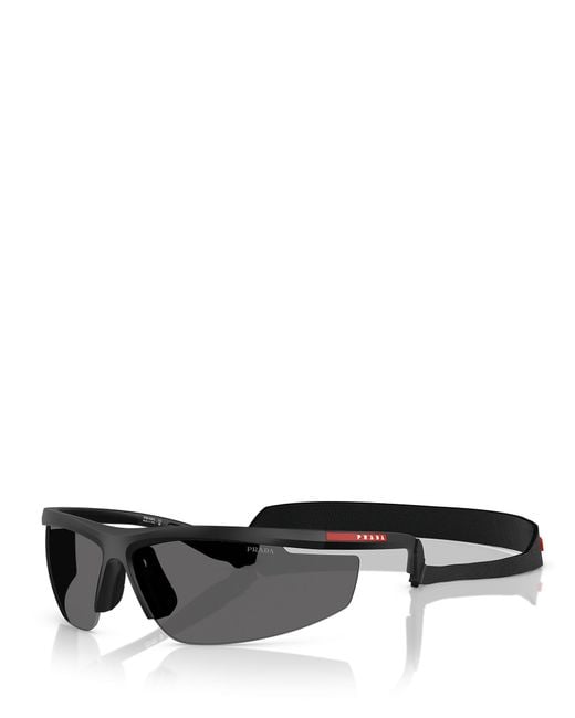Prada Linea Rossa Black Prada Eyewear Rectangular Frame Sunglasses for men