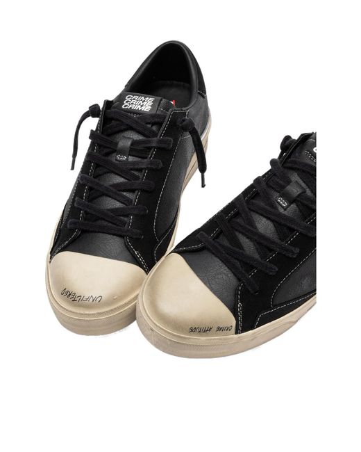 Crime London Black Lace-Up Low-Top Casual Shoes for men