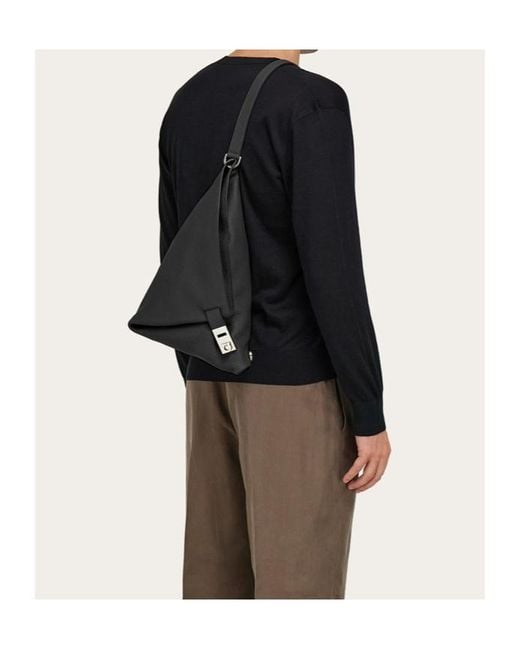 Ferragamo Black Medium Hug Buckle Sling Bag for men