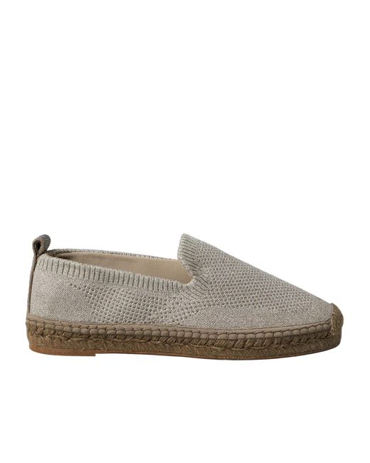 Brunello Cucinelli Gray Monili-Trim Flat Espadrilles