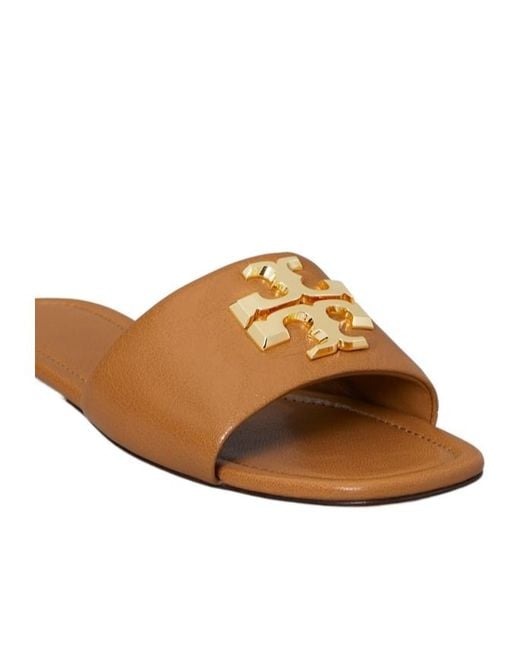 Tory Burch Brown Square Toed Slippers