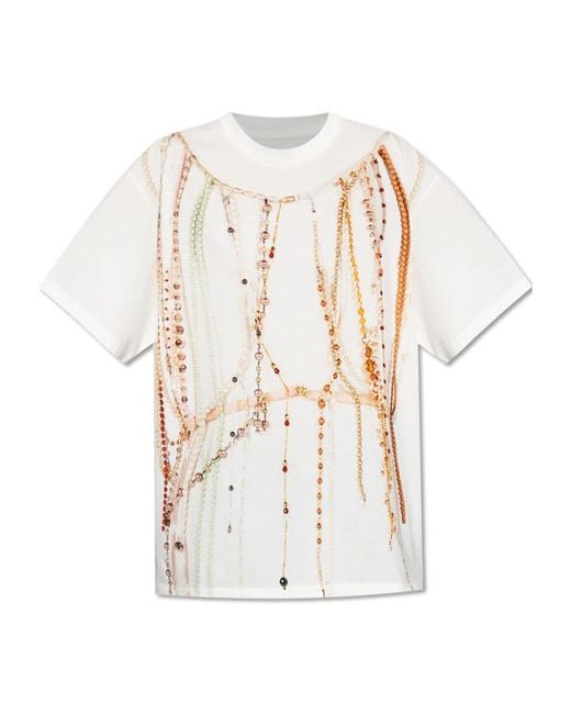 MM6 by Maison Margiela White Graphic Printed Jersey T-Shirt