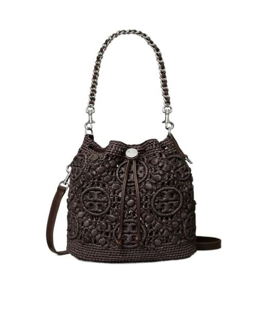 Tory Burch Black T Monogram Bucket Bag