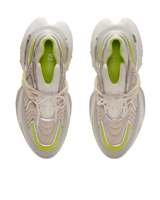Balmain White Unicorn Wave Lace-Up Trainers for men