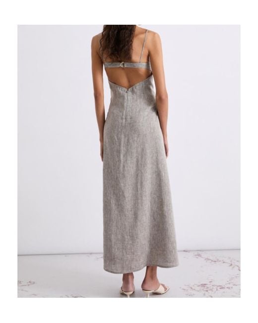 Marella Gray Long Linen Dress