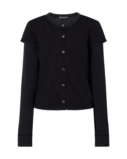 Our Legacy Black Layered Cotton-Blend Cardigan