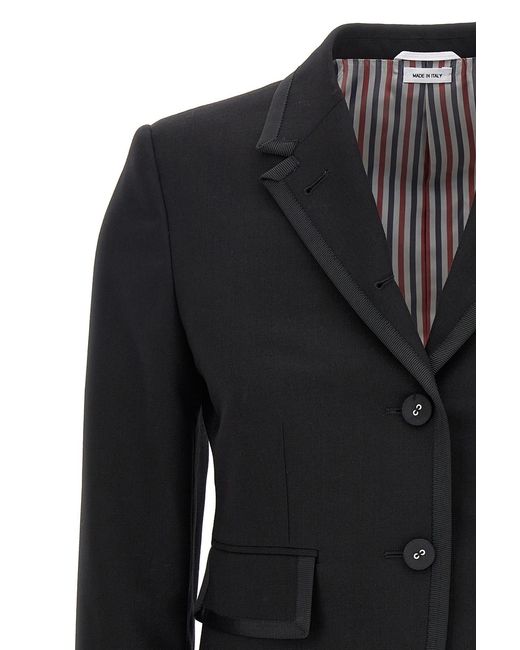 Thom Browne Black Notched-Lapel Fitted Jacket