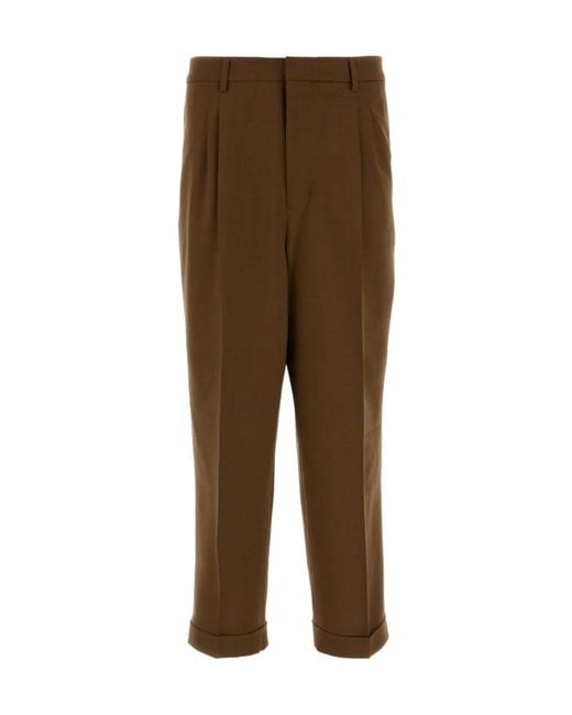 AMI Brown Tailored Carrot Fit Trousers for men
