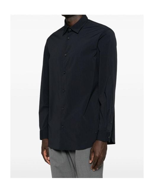 Emporio Armani Blue Button-Up Long-Sleeve Shirt for men
