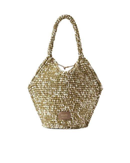 Khaite Metallic Lotus Mini Woven Tote