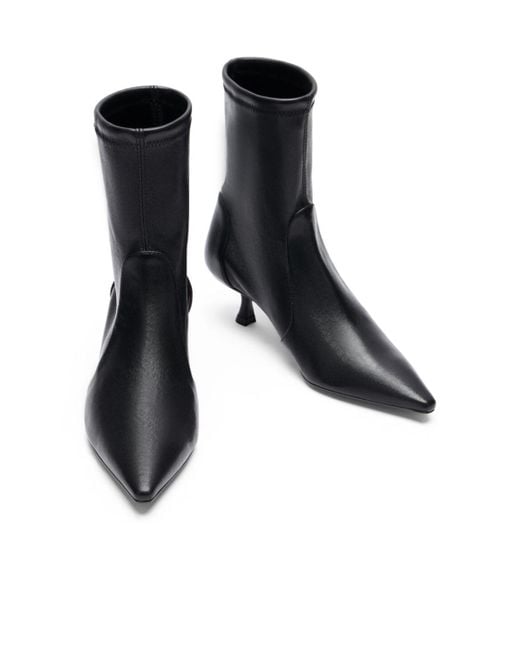 Stuart Weitzman Black Stretch Nappa Pointed-Toe Ankle Booties