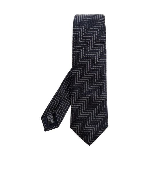 Giorgio Armani Blue Geometric-Pattern Silk Tie for men
