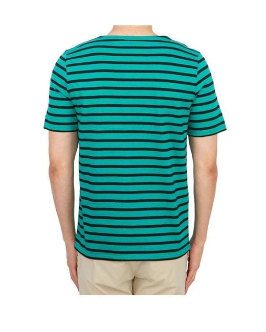 Saint James Green Striped T-Shirt for men