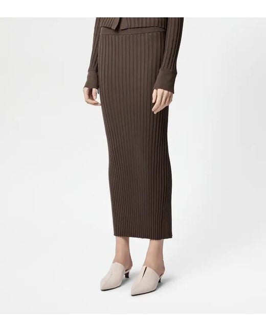 Tod's Brown Slit Midi Skirt