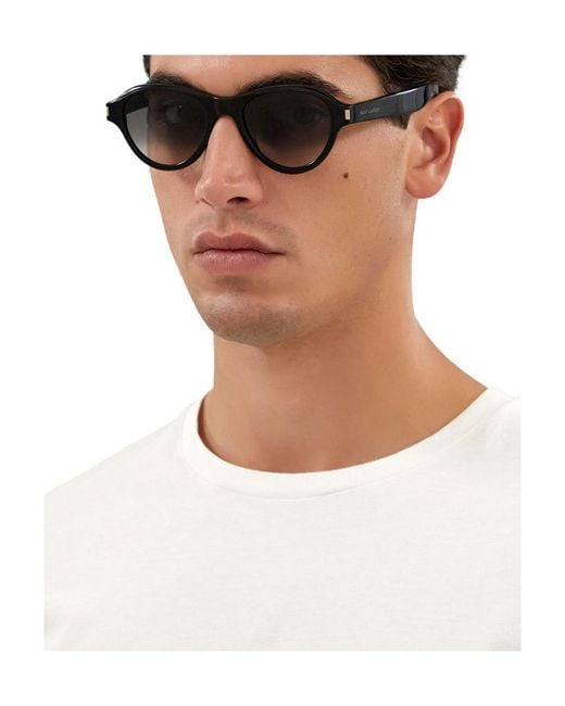 Saint Laurent White Eyewear Round Frame Sunglasses for men