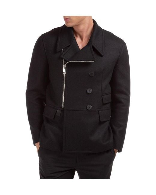 Neil Barrett Black Asymmetrical Zipper Coat for men