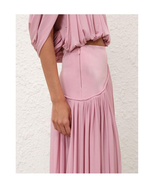 Zimmermann Pink Alchemy Pleated Maxi Skirt