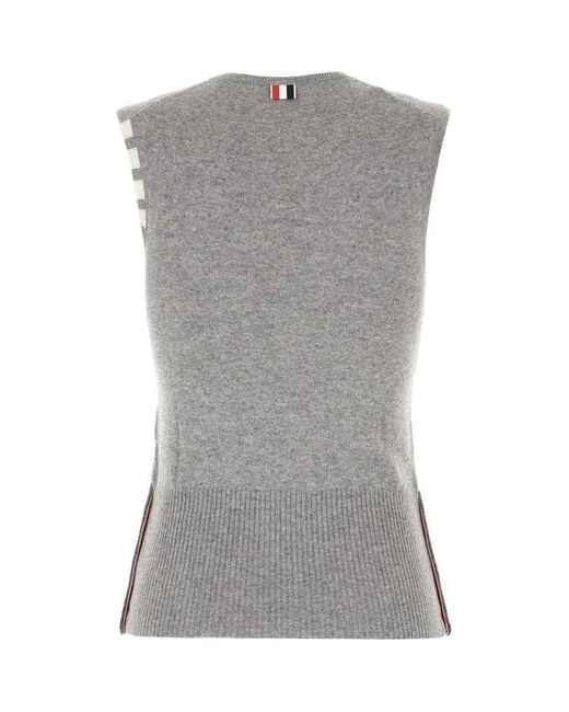 Thom Browne Gray Four-Bar Cashmere Vest
