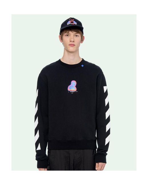 Off-White c/o Virgil Abloh Black Diagonal Stripe Printed Sweater for men