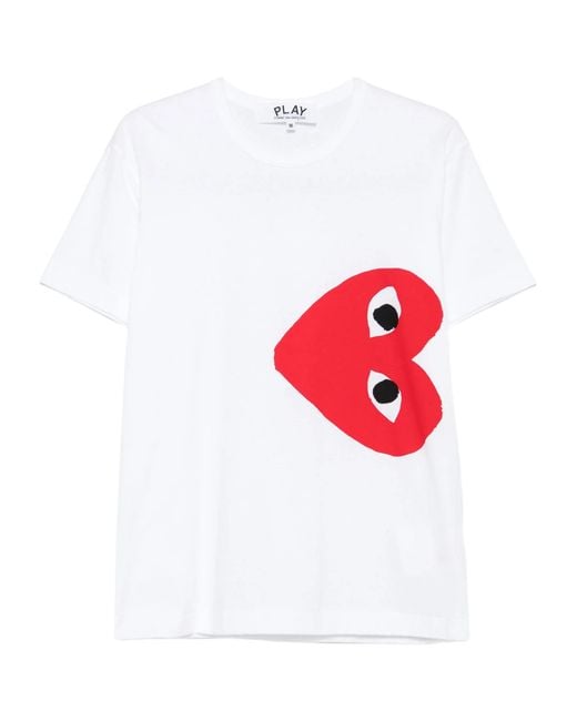 COMME DES GARÇONS PLAY White Comme Des Garçons Play Heart Printed Crewneck T-Shirt for men