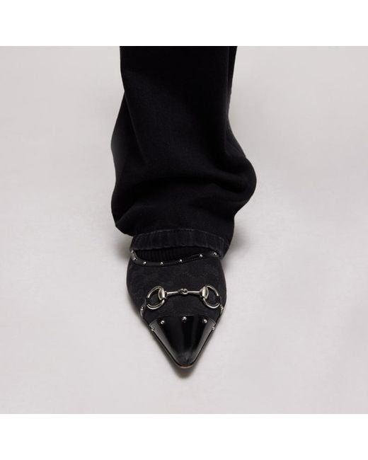 Gucci Black Point-Toe Studded Loafer for men