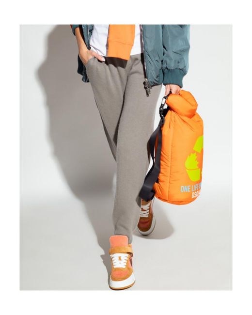 DSquared² Gray Logo Embroidered Sweatpants