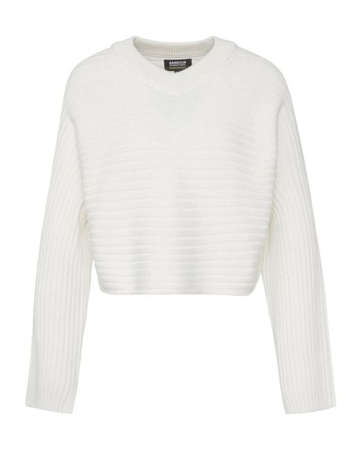 Barbour White Zola Knit Jumper
