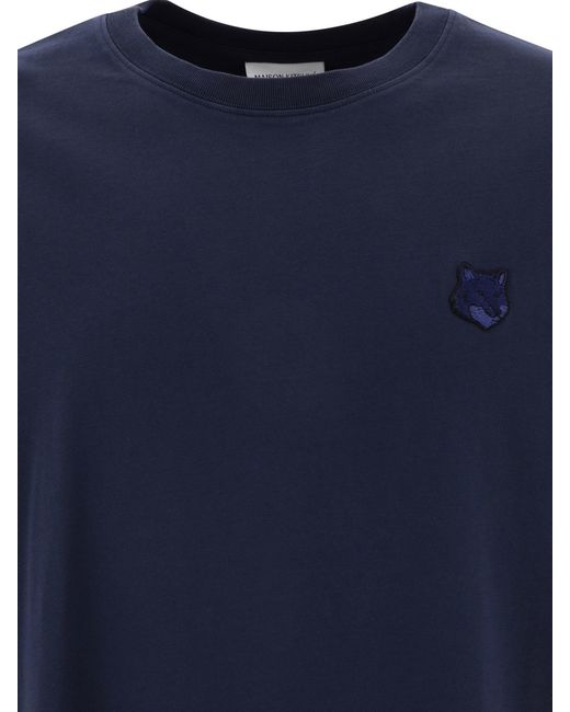 Maison Kitsuné Blue Maison Kitsuné Bold Fox Head Patch Crewneck T-Shirt for men