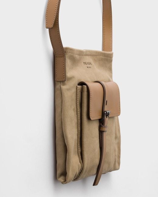 Prada Natural Route Canvas And Leather Shoulder Bag for men
